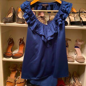 THE LIMITED Teal Blue Ruffle Halter Neck Blouse L